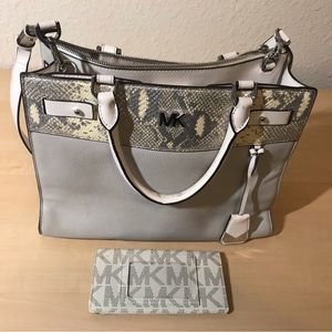 Michael Kors Gray and Cream Crossbody Bag